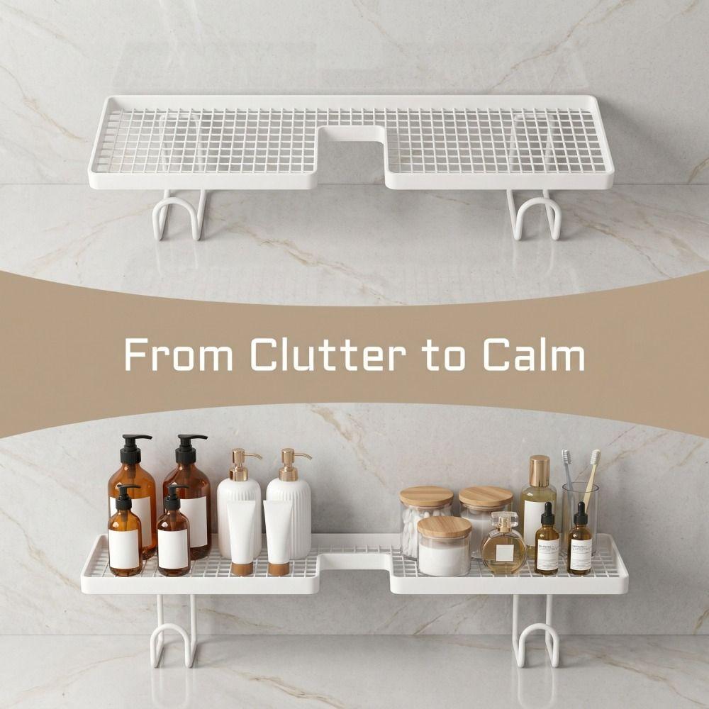 No-Drill Faucet Sink Shelf Large Capacity Faucet Drain Organizer Cosmetics Stand Bathroom