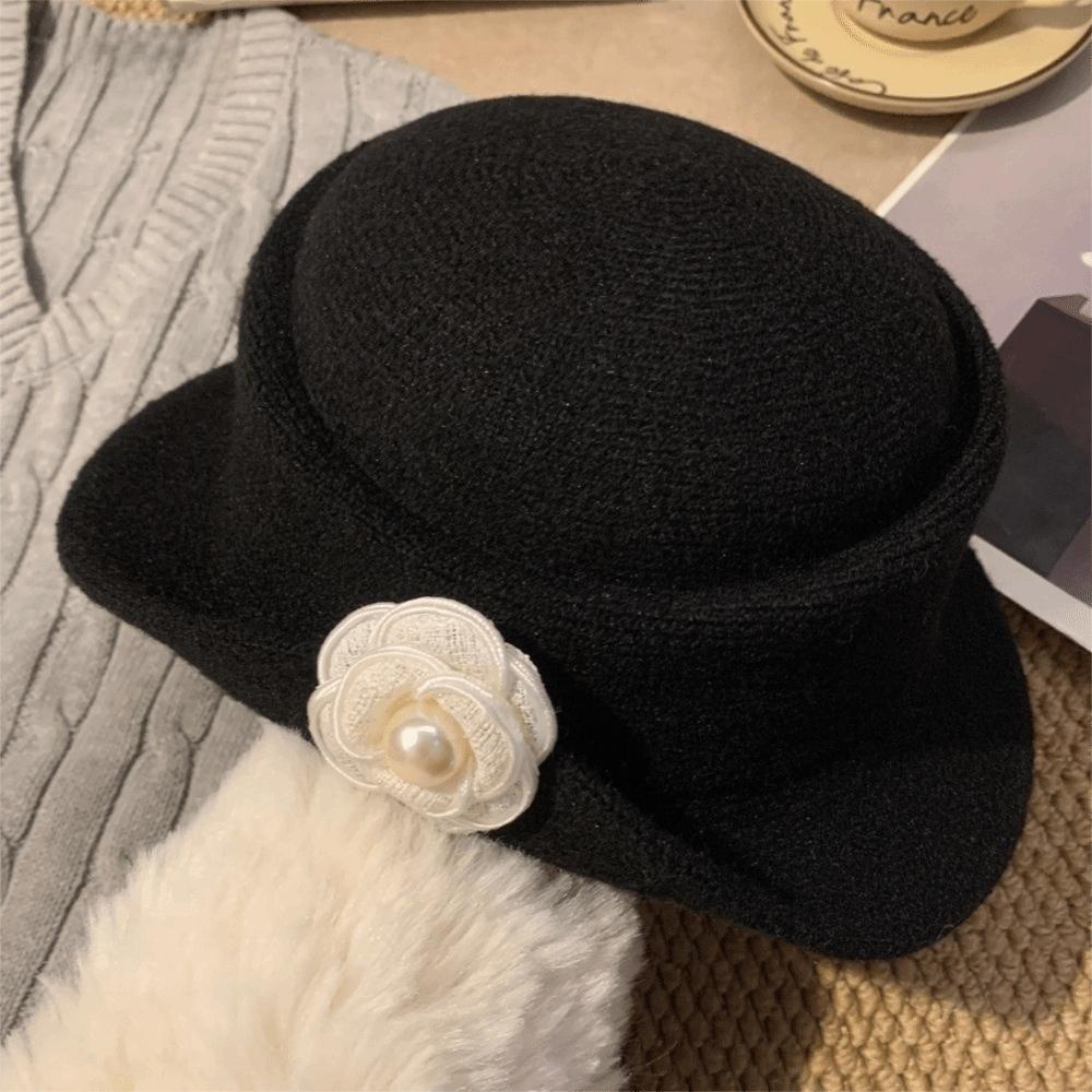 Flat-top Hepburn Style Topper Hat Woolen Women Jazz Hat Elegant Black Felt Hat  Dinner