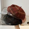 Women's Autumn Winter Retro Plaid Newsboy Cap - Casual Street Style Beret Hat for a Stylish Look