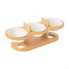 3 Pack Cat Feeding Bowl Station Raised Food Wooden Stand Anti Vomiting Non-Slip for