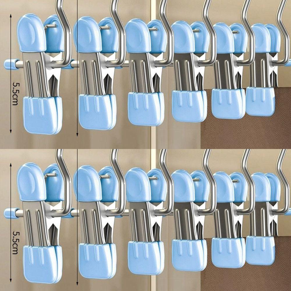 1/5/10PCS Windproof Stainless Steel Pants Clip with Hook Home Storage Rack for Household