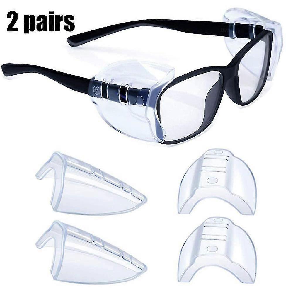 2 Pairs Universal Eyeglass Side Shields (Clear, Protection from Wind & Dust)