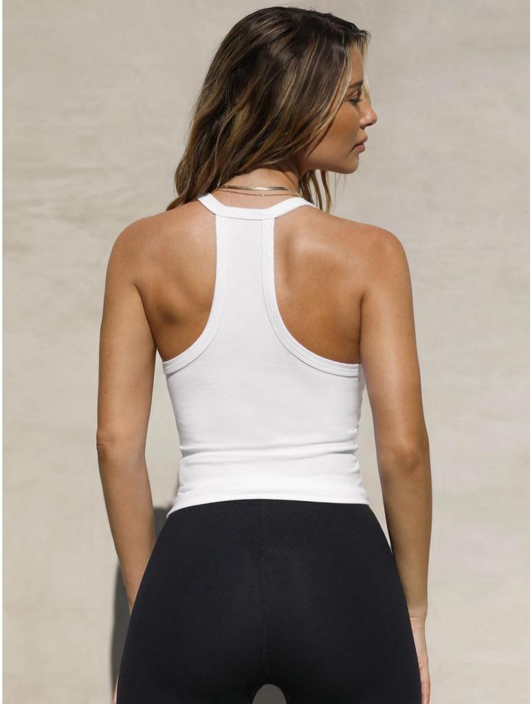 Круглый вырез трикотажный топ на бретелях укороченный топ женский летний топ однотонный топ для йоги модный спортивный топ женский без рукавов укороченный одежда для девочек 2000 года