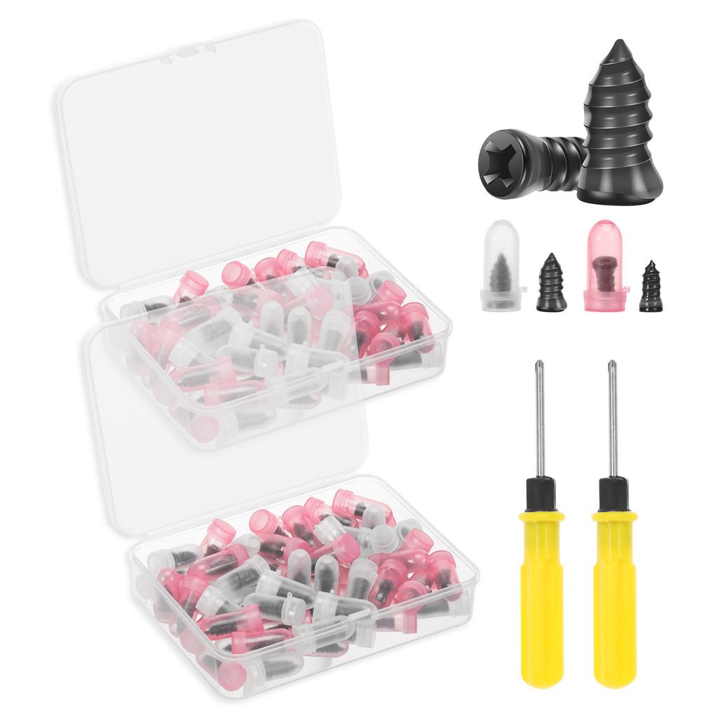 120 Pcs Tire Repair Rubber Nail Kit Motorcycle Vacuum Tyre Repair Nail Kit with 2 Screwdriver Tire Puncture Repair Accessories