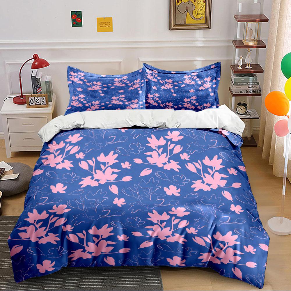 Pink Floral Pattern Bedding Set Bedding Duvet Cover Set Duvet Cover Pillowcases (1 * Duvet Cover 2 * Pillowcases, without duvet insert)