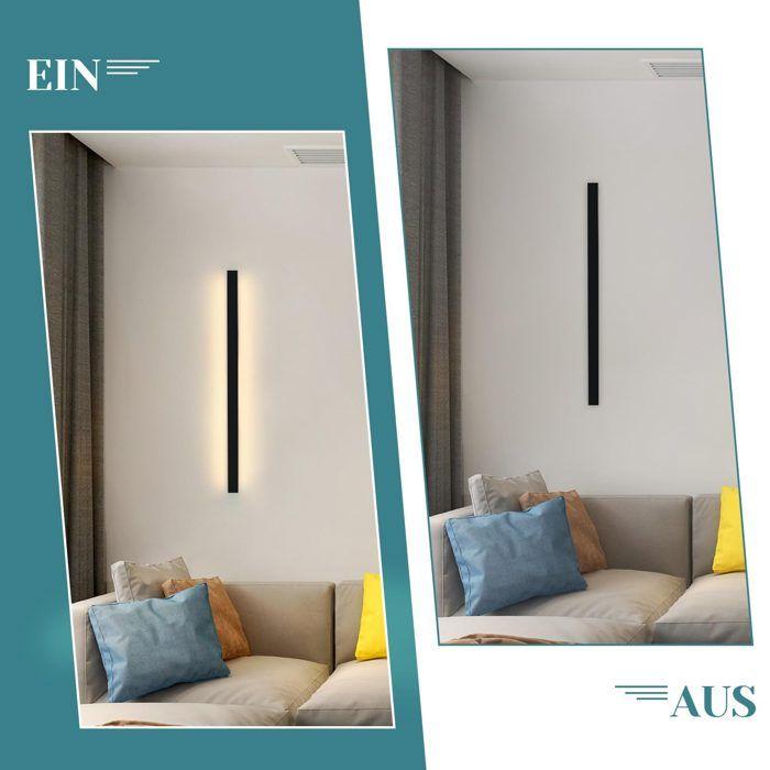 Applique murale LED - NETTLIFE - 60CM 21W (lot de 2) - Noir - Blanc chaud haut-bas - Design moderne
