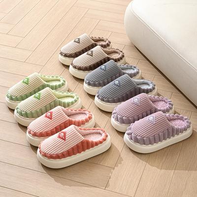 Осенне-зимняя домашняя обувь на толстой подошве, плюшевая, теплая, мягкая, нескользящая, из хлопка