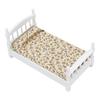 Wooden Doll House Bed 1: 12 Scale Miniature Bedroom Furniture Set with Mattress Pillow