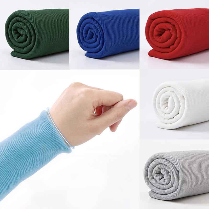 20x120cm Plain Knitted Rib Trims Fabric Baseball Clothes Knitted Rib Cuff Stretchy Fabric Uniforms Solid DIY Cuff 1PC