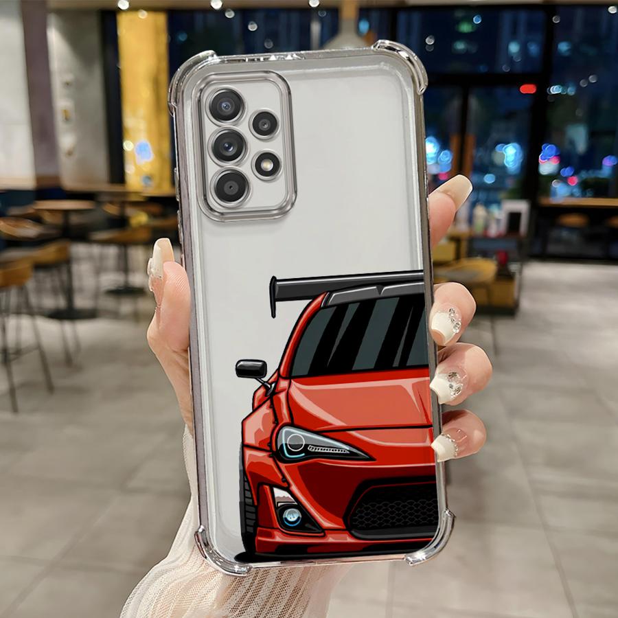 Phone Case for Samsung Galaxy A35 A36 A24 A33 A52 A17 A26 A13 A21s A16 A15 A25 Clear Cover Japanese JDM Drift Car
