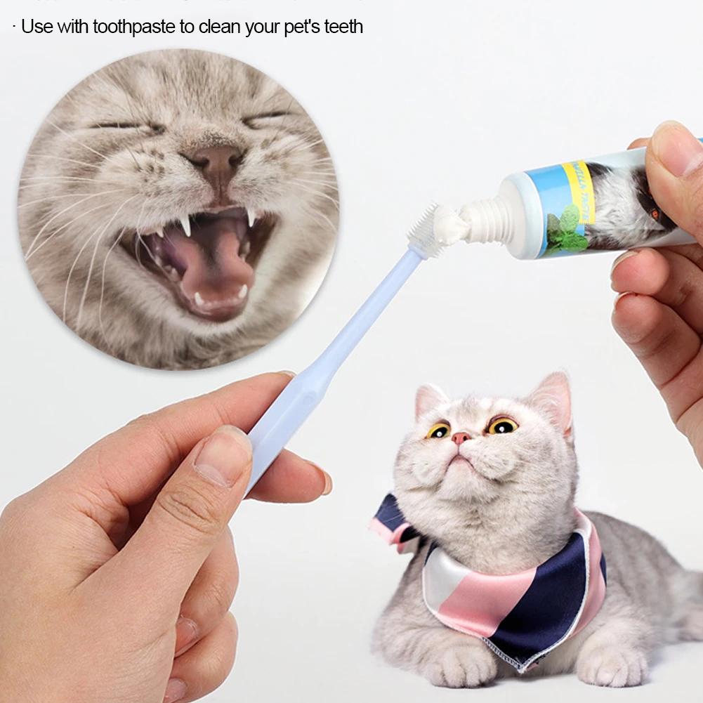 Pet Cat Toothbrush Super Soft Nylon Bristles Tooth Brush 360 Degree Oral Cleaning&Cat Face Blackhead Cleaning Cat Acne Brush
