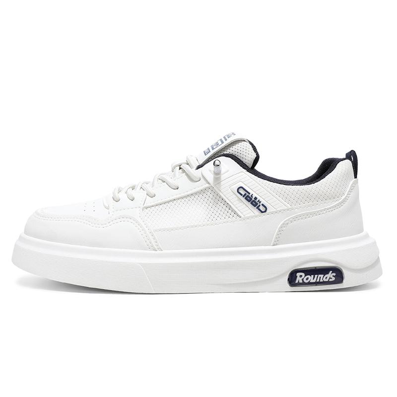 Мода 2025 Новые Трендовые Универсальные Туфли из ПУ Кожи Мужские Новые Белые Туфли Спортивные Повседневные Кеды Модные Удобные Туфли для Ходьбы