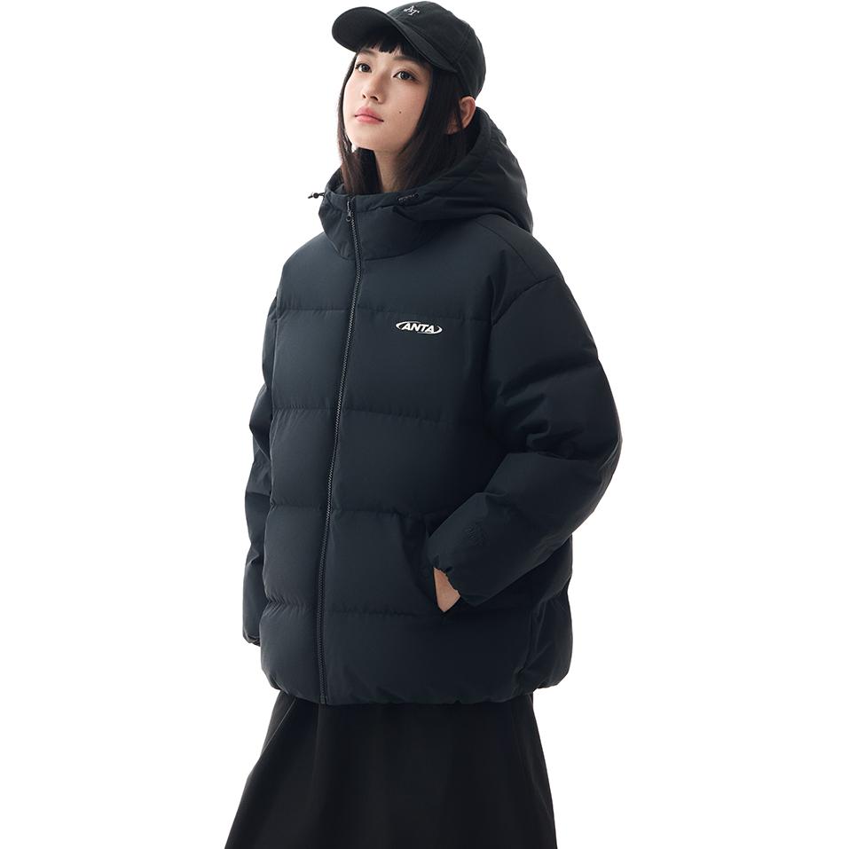 Anta Lifestyle Series Свободный повседневный удобный пуховик для женщин Верхняя одежда Черный 962448905-4