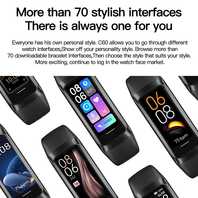 LIGE New Smart Wristband Sport Fitness Tracker Smartwatch AMOLED Screen Waterproof Body Temperature Smart Bracelet For Women Men