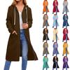 Women's Solid Color Fashionable Loose Zipper Long Cardigan Hooded Sweatshirt Jacket