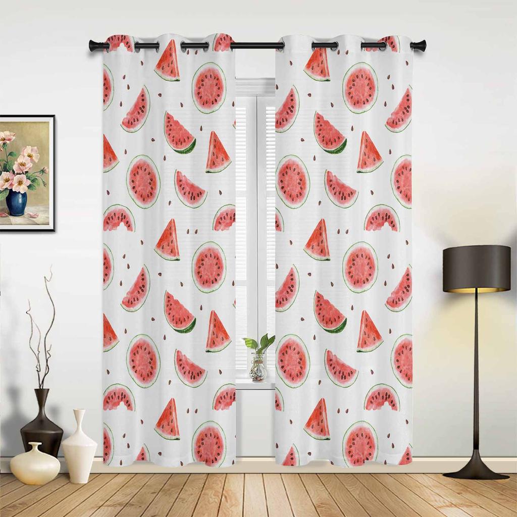 Summer Watermelon Watercolor Texture Window Curtains for Living Room Luxury Bedroom Curtain Kitchen Blinds Drapes Curtains