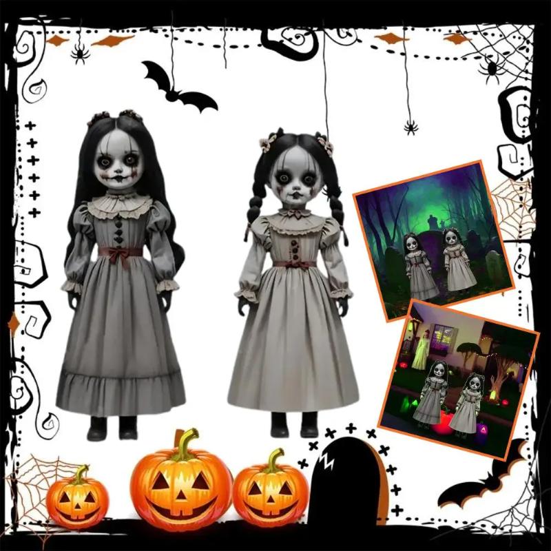 2D Flat Halloween Ghost Doll Ground Decoration Scary Doll Ground Plug-in Board Large Swing Ghost Decoration Horror Prop Plug in