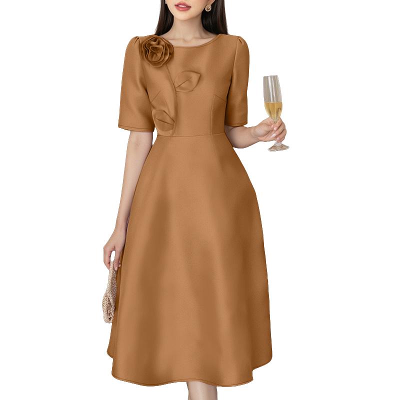 ZANZEA Women Summer Casual 3D Flower Splice Short Sleeve Dress