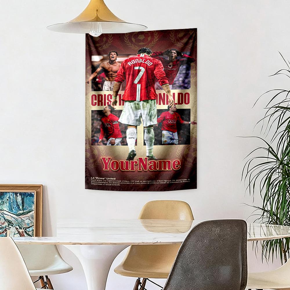 Cristiano Ronaldo Custom Your Name Wall Decor Tapestry Art For Pet Memorial Birthdaywedding Party Backdrop Family Gift