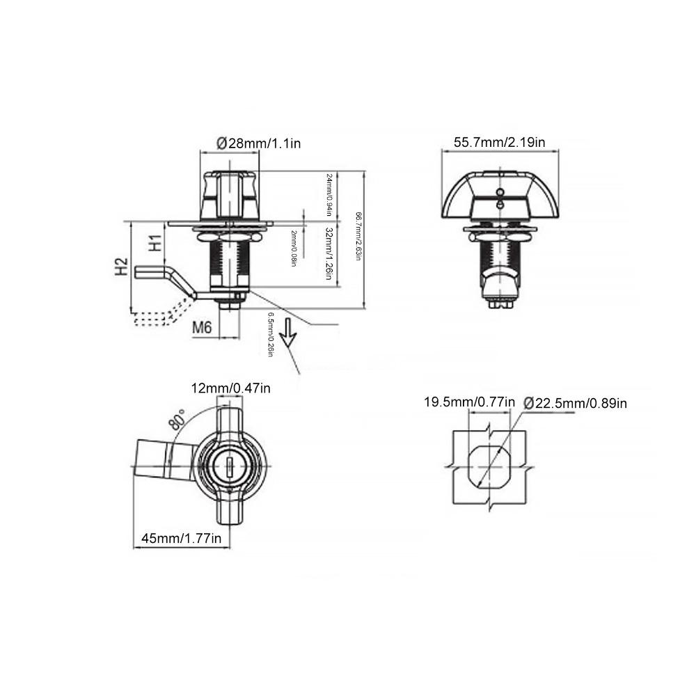 Tubular Tubular Cam Lock With 2 Keys Safe Locking Easy Installation Cabinet Lock RV Camping