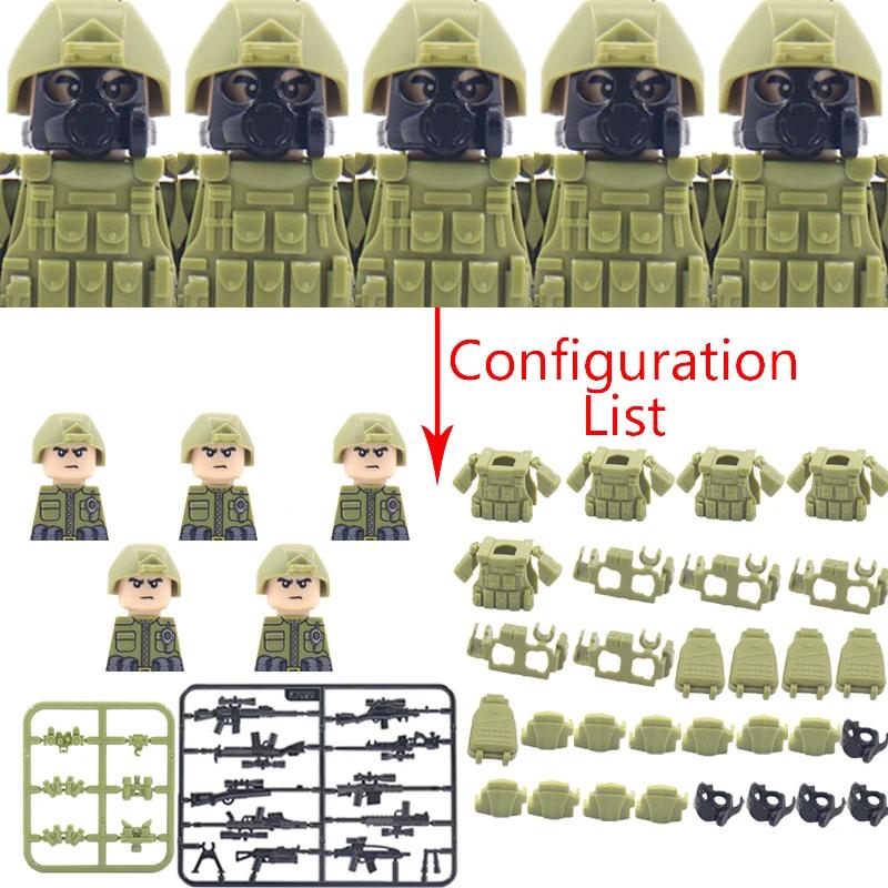Конструктор MOC Военный Солдат Спецназ Оружие Пистолеты Шлемы Армия Великобритании Советская Армия Армия США Прибор Ночного Видения Мини Кирпичики Подарки