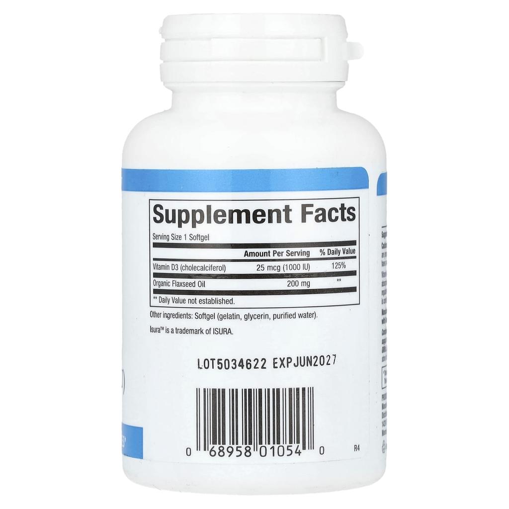 Vitamin D3, 25Mcg (1,000Iu), 180 Softgels