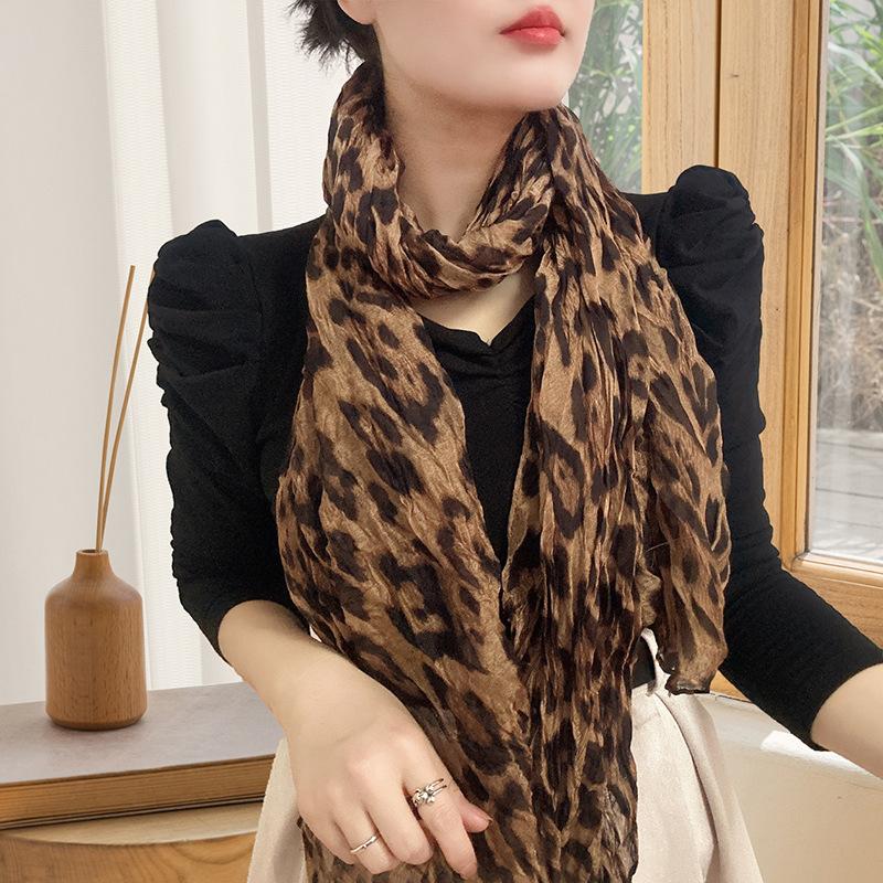 Small Floral Thin Mori Age-reducing Wrinkled Sunscreen Silk Scarf Women's Summer New Versatile Shawl Fashion Trends