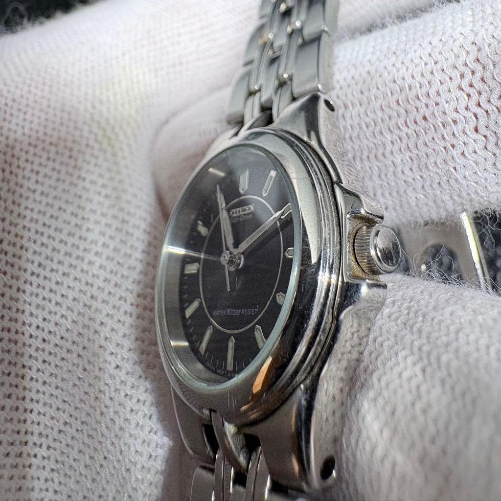 Б/У CITIZEN Eco Drive 10 ATM Водонепроницаемые Рабочие Черные Часы Женские