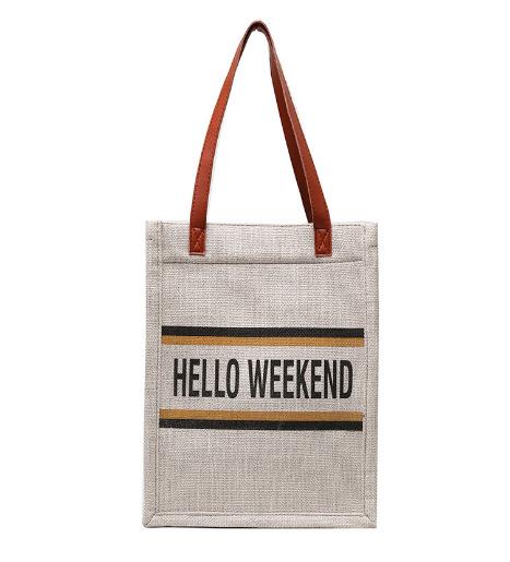 Large Capacity Ethnic Style Shopping Bag Women's 2024 New Simple Portable Tote Bag Class Commuting Cotton and Linen Handbag
