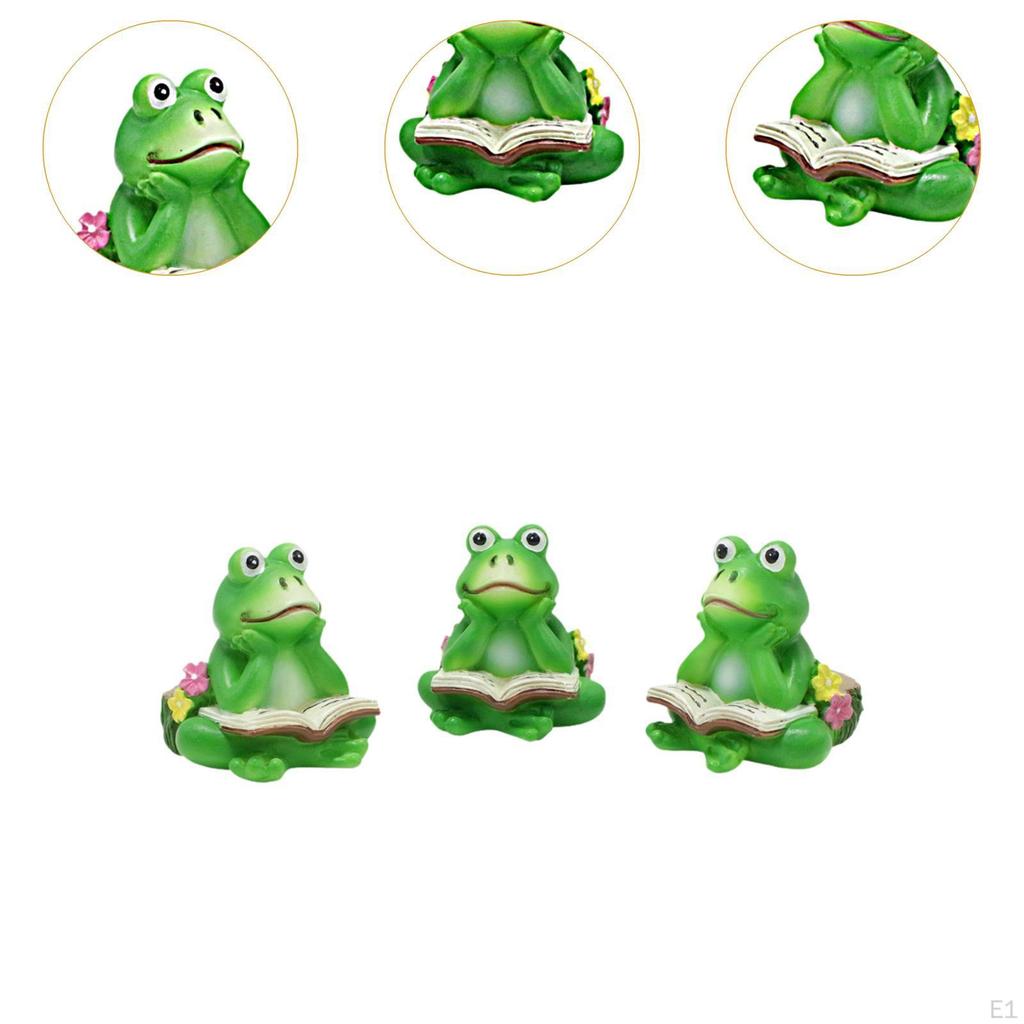 3x читающая лягушка миниатюрные фигурки цветочный горшок декор ножки смоляные настольные украшения для внутреннего использования