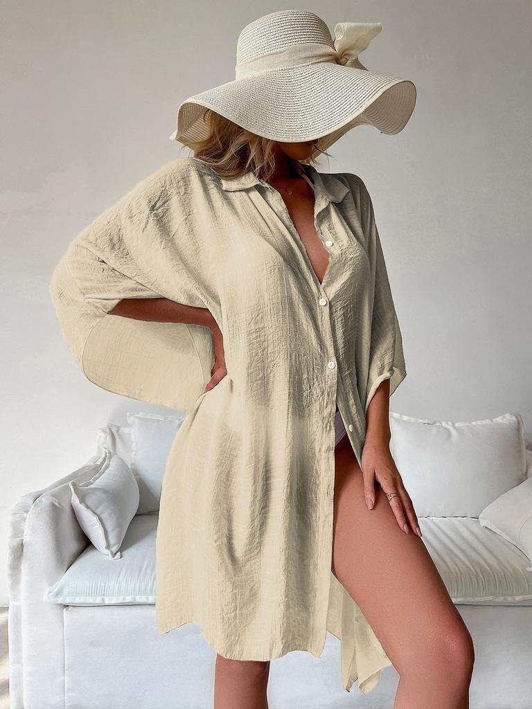 Летний свободный кардиган, защита от солнца, женский купальник-бикини, однотонная пляжная одежда, накидки, купальники, женское кимоно, платье