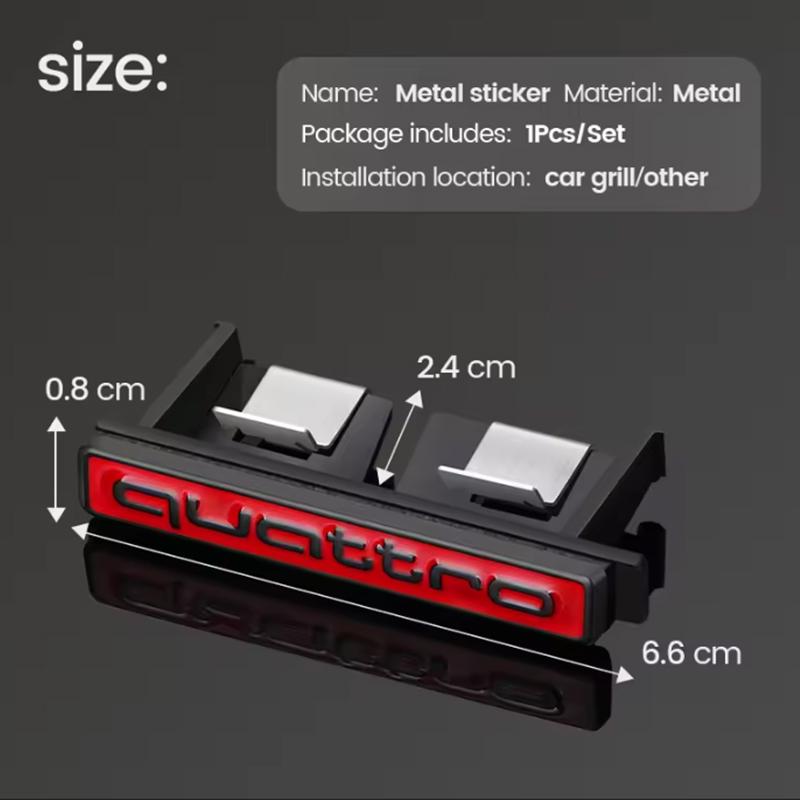 Quattro 3D Logo Car Front Grille Badge Stickers Metal Quattro Emblem For Audi A4 B8 B6 B9 B7 A3 8P 8V 8L A5 Q7 S7 A6 C7 C6 C5 Q5