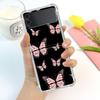 Beauty Pink Butterfly Luxury Case For Samsung Galaxy Z Flip 3 4 5g Funda Z Flip3 Clear Pc Hard Shockproof Back Phone Coque Shell
