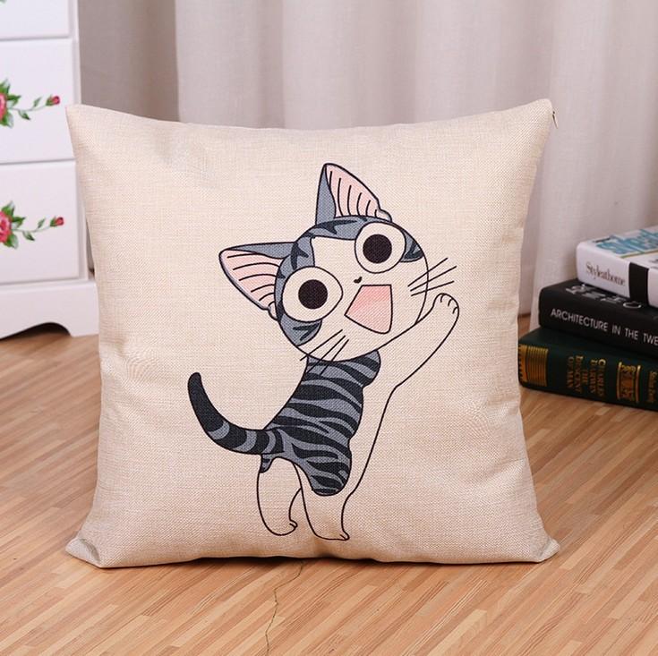 Kids Room Decorative Pillowcase With Cartoon Cat Pattern For Comfortable Rest