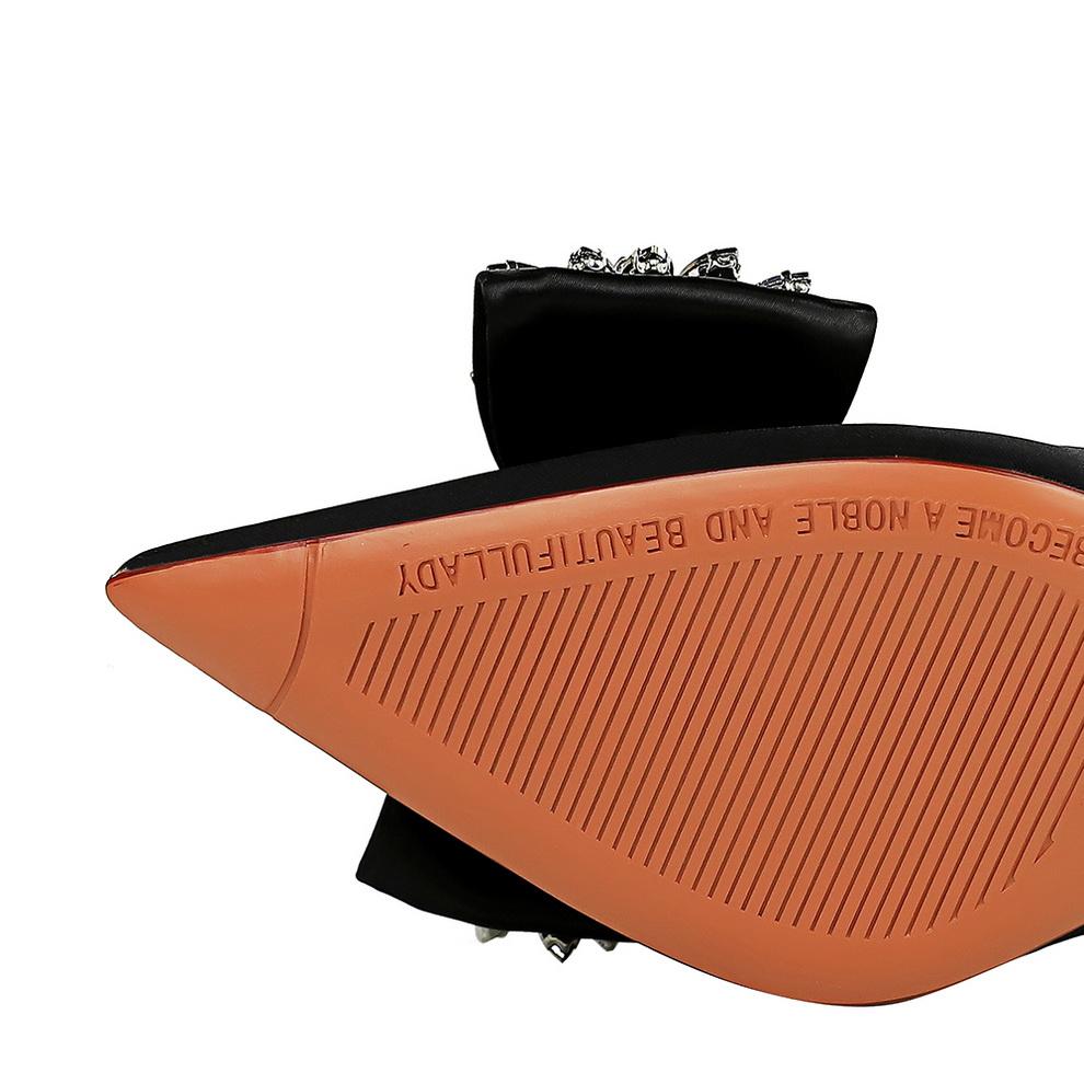 Легкие роскошные женские туфли для вечеринок в европейском стиле на высоком каблуке, тонком каблуке, с неглубоким горлышком и с острым носом, одинарные женские туфли с ромбовидным бантом