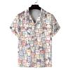 New Summer Shirt Men's Short Cat Pattern 3D Printed Design Casual Commuting Fashion All-Match Personality Breathable Daily
