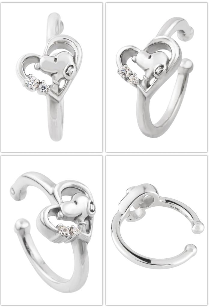 [Shinjuku Gin no Kura] Limited Edition Snoopy Heart Ear Cuff (Single Ear), 925 Sterling Silver, Simple and Understated, Official