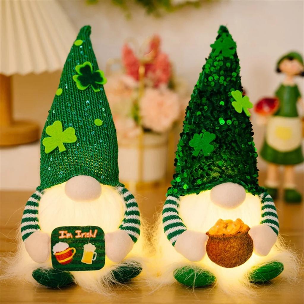 Holiday Decorations Lrish Festival Decoration Green Rudolph Doll Faceless Doll