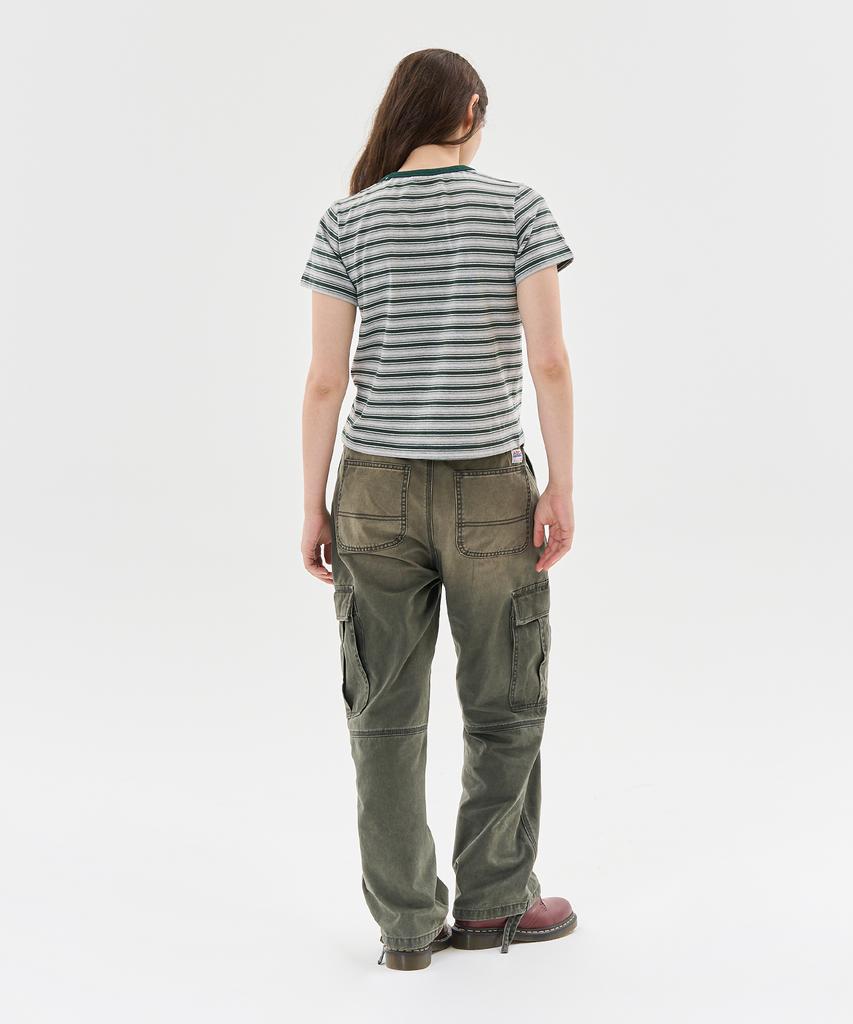 AECA Stripe Half Sleeve Tee-Green