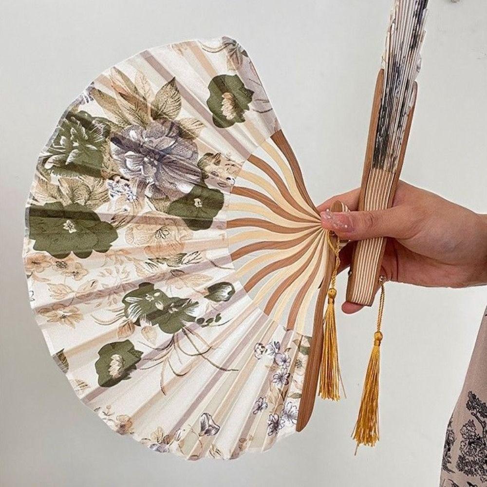 Веер складной антикварный в форме ракушки, портативный, древний ручной веер, высококачественный складной веер с чернилами