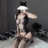 Sexy Lingerie Costumes Lace Off Shoulder Fishnet Bodysuit Women Fishnet Mesh Sex Clothes Perspective Open Crotch Body Stockings