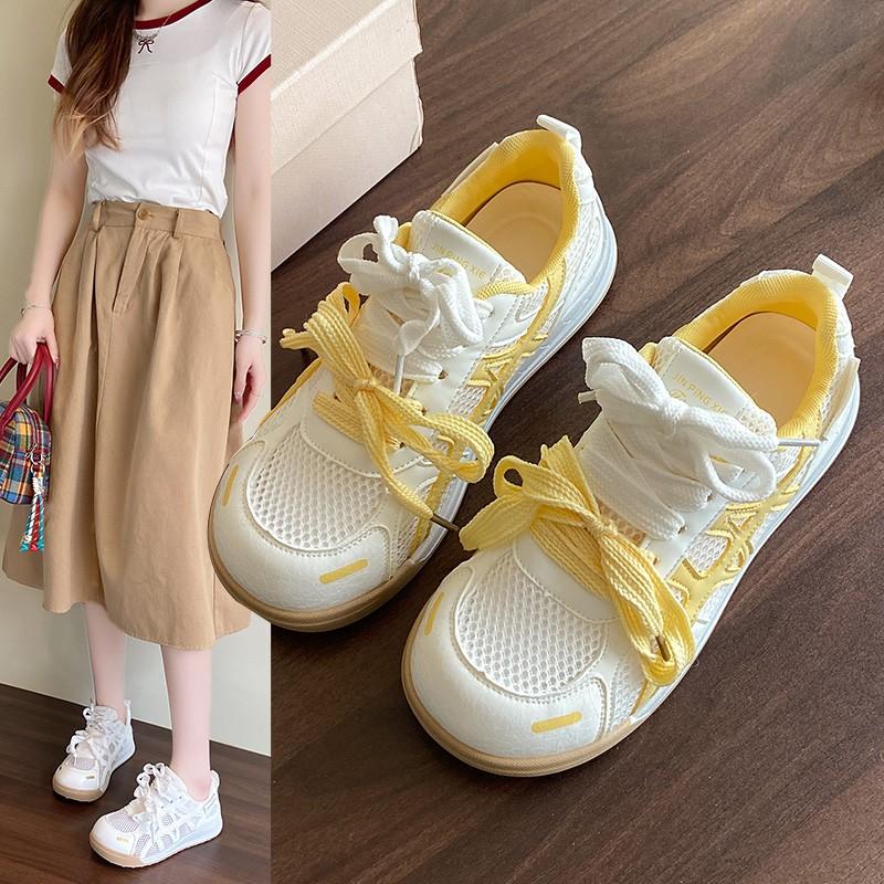 Модная женская повседневная обувь с круглым носком, на шнуровке, на плоской подошве, сетчатая (Воздушная сетка) Женская спортивная обувь Платье Спорт Мода Zapatillas De Mujer