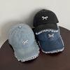 Bowknot Bowknot Baseball Hat Pearl Peaked Cap Fashion Denim Hat  Girl