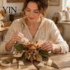Autumn Seasonal Craft Gift Patchwork Bow Sewing Kit, Large Fabric DIY Sunflower Indoor Wall Hanging Decoration Pumpkin Quilted Kit for Adults,