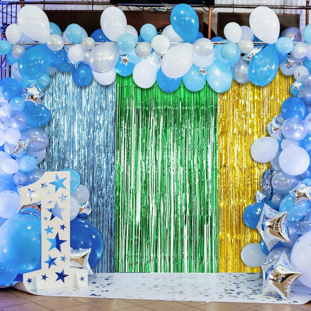 Набор из 2-х красочных фонов для оформления дня рождения, занавесок из алюминиевой фольги с лентами, украшений для шаров и декоративных студийных аксессуаров