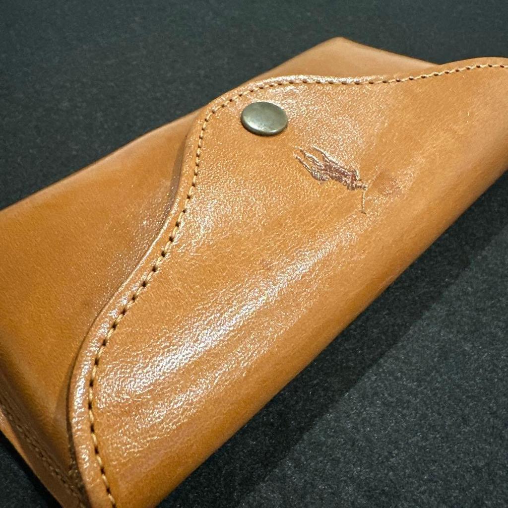 Used Genuine leather/Polo Ralph Lauren leather glasses case sunglasses case brown