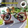 Alloy Bicycle Model with Base Helmet Rotary Pedal Wheels Realistic Educational Mountain Road Bicycle Toy Mini Finger Cycling Bike Desktop Decoration