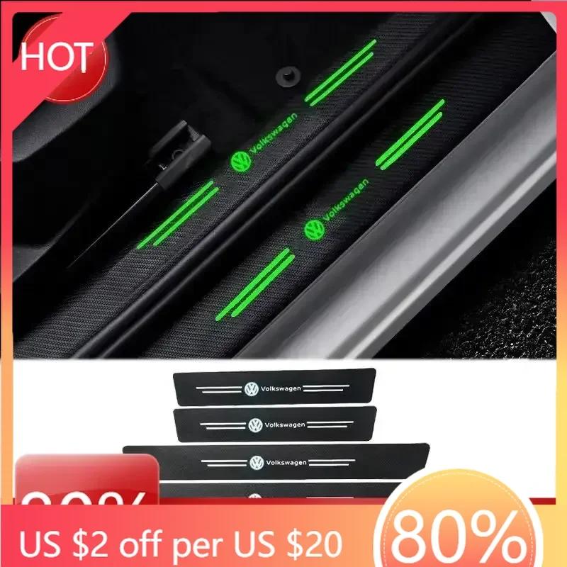 New New Luminous Car Door Sill Trim Stickers Protective Strip Film Decal for Volkswagen Polo Golf Touran Beetle Jetta Tiguan
