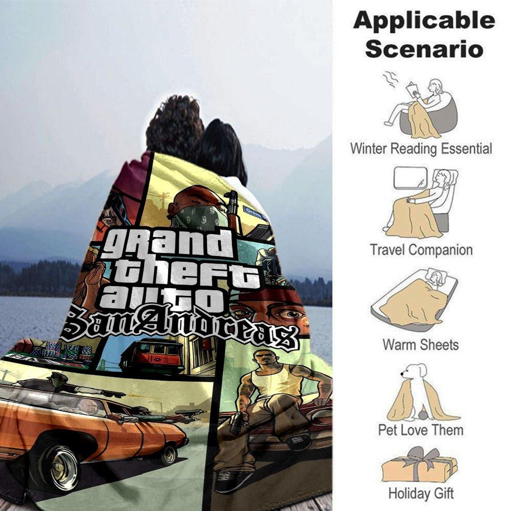 1 шт. Мягкое фланелевое одеяло Grand Theft Auto с дизайнерским принтом. Уютное одеяло для всех сезонов, идеально подходит для дивана, кровати, офиса