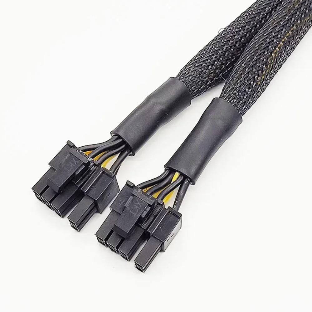 20cm Braided Y-Splitter GPU Power Cable, PCIe 8 Pin Female to Dual 8 Pin (6+2) Male Extension Cord, 18AWG Thick Wire for Desktop Graphics Video Card
